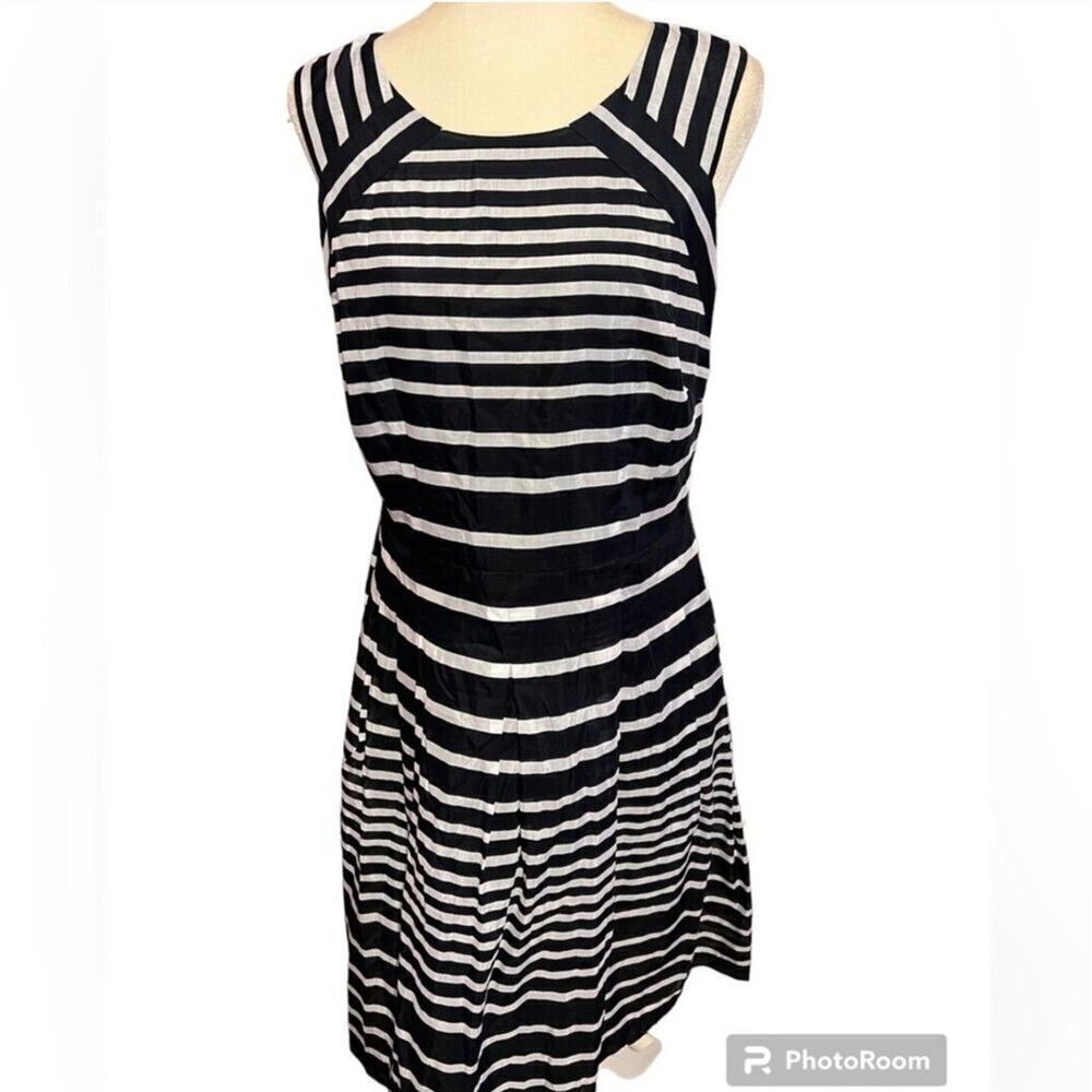 NWT Talbots Silk/Cotton Blend Sleeveless A-Line Striped Summer Dress Size 10